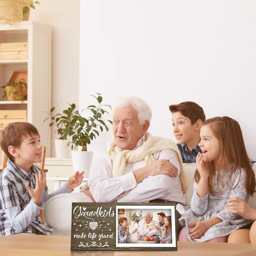 Vista 5 de Marco de fotos para nietos – Marco de fotos para abuelos que hacen la vida un gran regalo para la abuela abuelo de los nietos, centros de mesa, mesa
