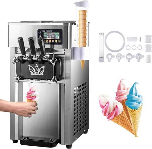 Vista 11 de Máquina de helado comercial, con función de pre-enfriamiento, limpieza automática, panel LCD, máquina de helado suave de servicio 18L/H, máquina