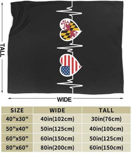 Vista 3 de Manta de franela cálida y ultrasuave con la bandera de Estados Unidos y Maryland, manta negra para todas las estaciones, decoración del hogar