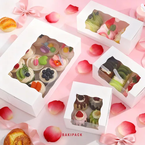 Vista 3 de 25 cajas de rollo de calabaza, caja de pastel con ventana, contenedor
