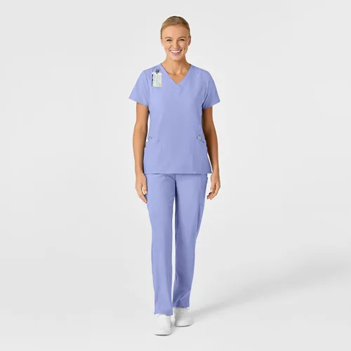 Vista 3 de WonderWink Top estilizado con cuello en V para mujer