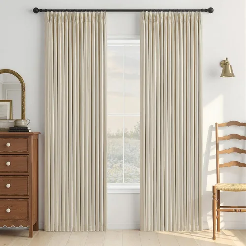 Vista 11 de Cortinas opacas de lino plisado natural de 96 pulgadas de largo