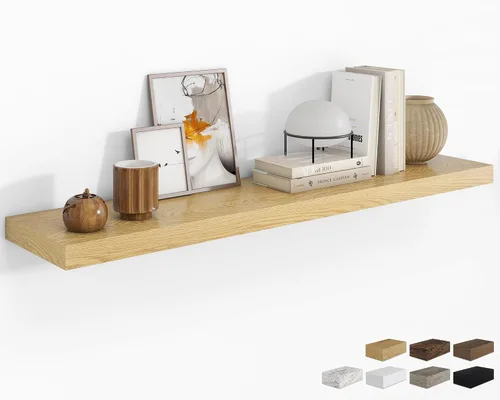Vista 52 de RICHFOCUS Estantes flotantes de 8 pulgadas para estantes cuadrados de pared para dormitorio, cocina, baño, estante flotante de madera rústica