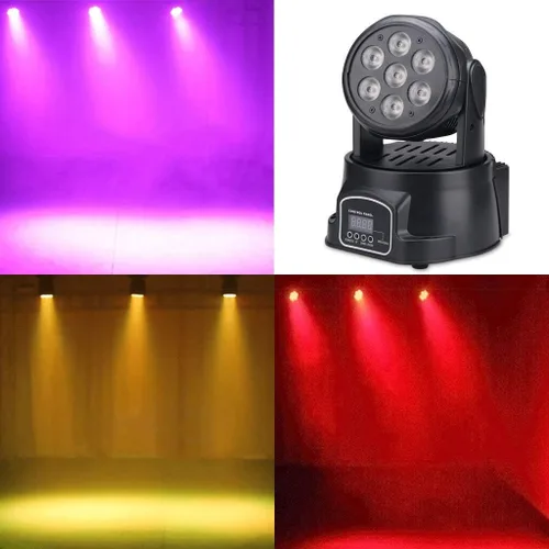 Vista 2 de Luces de cabeza móvil de 60 W, 6 IN1, DMX-512, 16/18 canales, iluminación de escenario, foco activado por sonido, RGBW+ámbar+UV para fiesta, KTV