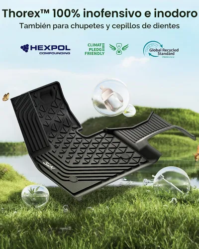 Vista 7 de 3W - Alfombrillas de piso para primera y segunda filas y forro de maletero, para todo tipo de clima, de elastómero termoplástico (TPE), juego