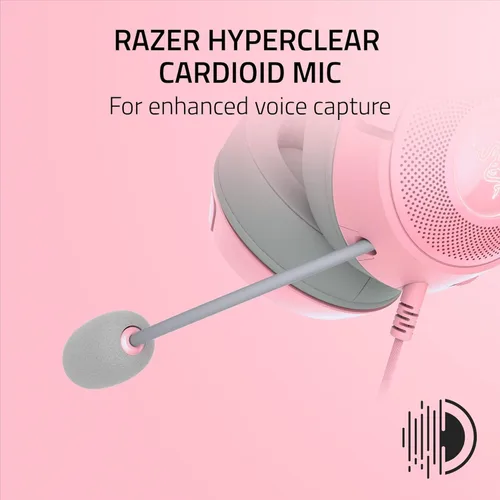 Vista 6 de Auriculares Razer Kraken Kitty V2 USB con cable RGB: Orejas Kitty Chroma - Iluminación reactiva para transmisión - Micrófono cardioide HyperClear