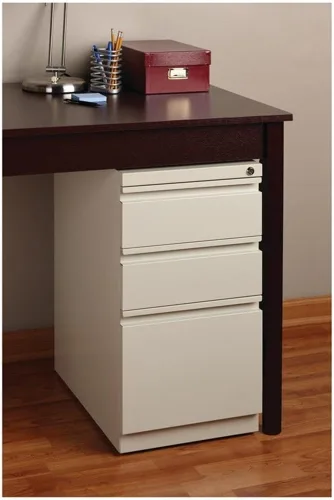 Vista 2 de Pemberly Row Archivador móvil de metal moderno de 27.75 pulgadas de alto x 15.00 pulgadas de ancho con 3 cajones en masilla con cerradura incluida