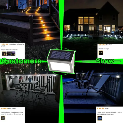 Vista 3 de Luces solares de cubierta brillante 3 luces LED de escalera impermeables para valla de acero inoxidable al aire libre lámpara solar para patio