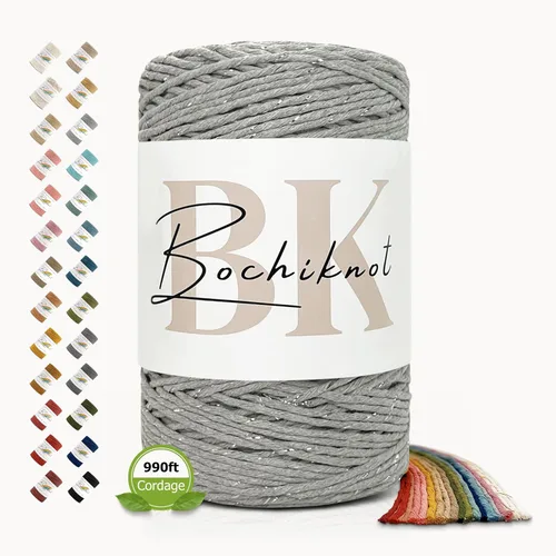 Vista 19 de BOCHIKNOT Cordón de macramé de 3 mm x 302 m - Cordón de macramé de hebra única para colgantes de pared, perchas de plantas - Cordón de macramé de 3