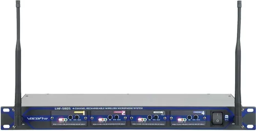 Vista 2 de VOCOPRO UHF580510 Sistema de micrófono inalámbrico UHF recargable profesional de 4 canales