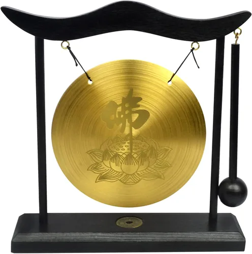 Vista 10 de Fengshuibringluck Feng Shui I Ching Zen Gong Decoración de escritorio Gong, dorado, 19X5X20cm/7.5x2x8inch (FH1303)