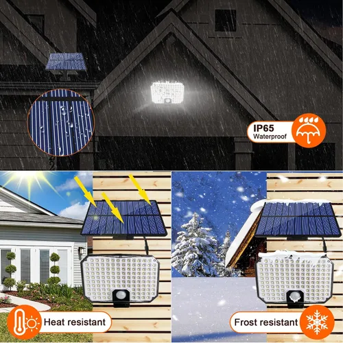 Vista 6 de Luces solares con sensor de movimiento para exteriores, impermeables, 3 modos, funciona con energía solar, luces de cobertizo del atardecer al