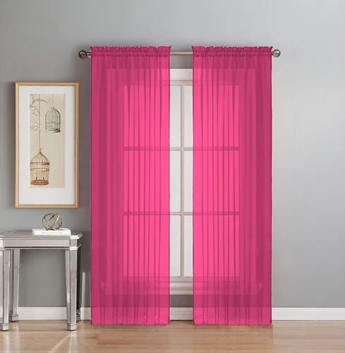 Vista 20 de Interior Trends Juego de 2 paneles de cortina de gasa transparente totalmente cosidas para ventana con cortinajes (63 pulgadas de largo, ladrillo)