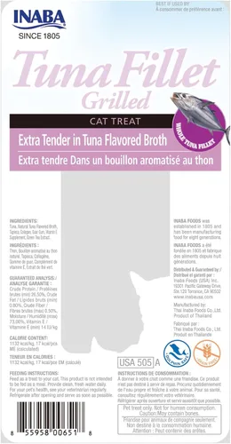 Vista 7 de INABA Filete de atún a la parrilla prémium cortado a mano para gatos, con vitamina E y extracto de té verde, 0.52 onzas cada uno, paquete de 6
