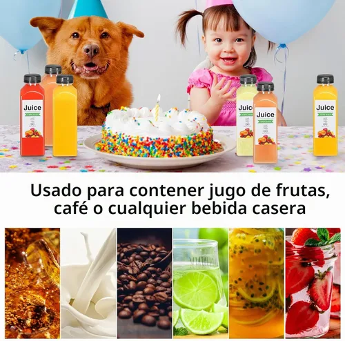 Vista 7 de 24 botellas de plástico de 16 onzas con tapas, botellas de jugo con tapas, recipientes reutilizables y claros para bebidas como leche, batidos, jugo
