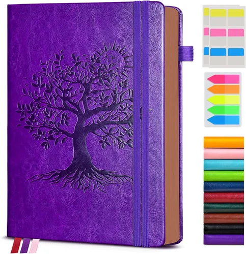 Vista 14 de Diario vintage de cuero con 300 páginas numeradas, diario rayado A4 para hombres y mujeres, diarios para escribir, cuaderno de rayas universitarias