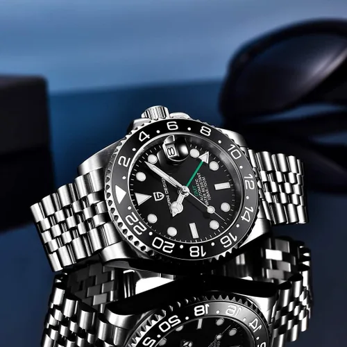 Vista 3 de BY BENYAR Pagani Design Men GMT Automatic Watches-Fashion Stainless Steel Mechanical Watch-Sapphire Glass Lens Watch Men
