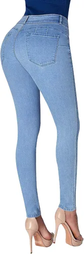 Vista 2 de roswear Jeans elásticos de cintura alta para mujer