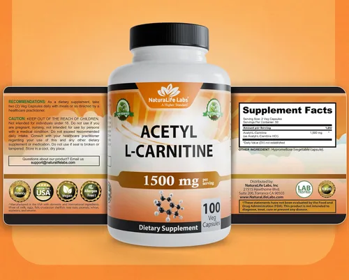 Vista 8 de NaturaLife Labs Acetil L-carnitina (ALCAR) 1500 mg por porción – 100 cápsulas – Sin OMG, sin gluten, vegano