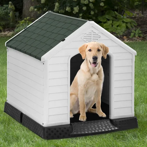 Vista 2 de FDW Casa para perros para interiores y exteriores, duradera, ventilada, impermeable, de plástico, para perros pequeños, medianos y grandes