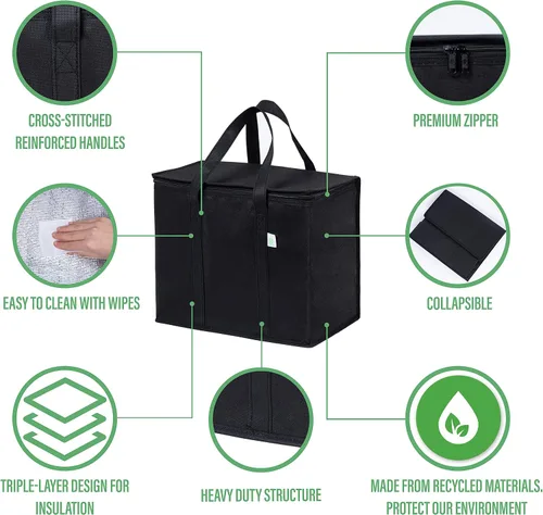 Vista 6 de VENO Paquete de 4 bolsas de compras reutilizables resistentes