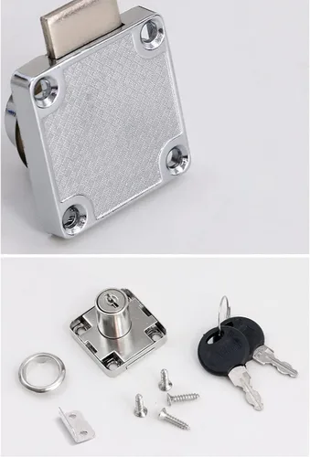 Vista 3 de Cerradura de cajón con leva cilíndrica, cerradura de hardware para muebles, acero laminado en frío 101-22, cerradura de armario de escritorio