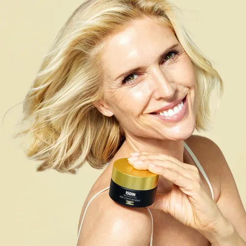 Vista 2 de ISDIN Age Contour Night Face and Neck Cream con melatonina y péptidos, 1.8 onzas