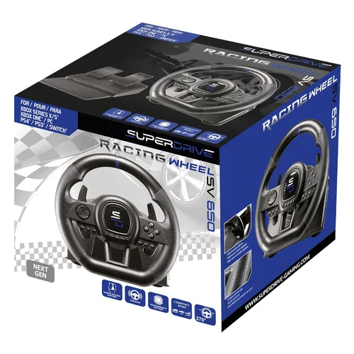 Vista 8 de Superdrive - SV650 Racing steering wheel with pedal and paddle shifters for Xbox Serie XS Switch PS4 Xbox One PC PS3 programmable for all