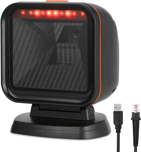 Vista 8 de OBZ Escáner de código de barras de escritorio 2D omnidireccional manos libres USB lector de código de barras, PDF417 escáner de matriz de datos