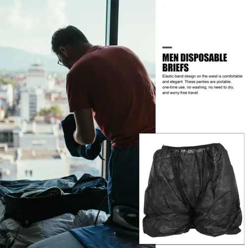 Vista 4 de PRETYZOOM Ropa interior desechable de 6 piezas para ropa interior para ropa interior de emergencia, ropa interior, boxeadores, color negro