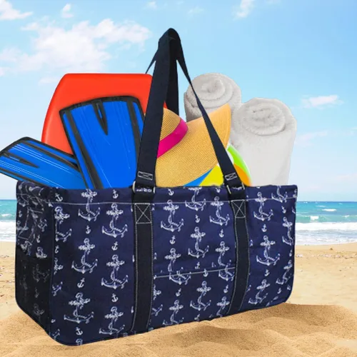 Vista 477 de NGIL Bolsa de comestibles reutilizable extra grande plegable de gran tamaño para comestibles, almacenamiento, picnic, playa, Estampado