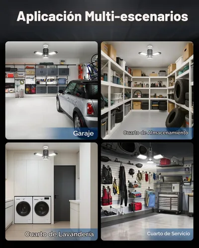 Vista 7 de toberich Luz de garaje con sensor de movimiento, luz de taller con sensor de movimiento de 8000 lm con 3 modos de interruptor, bombilla activada por