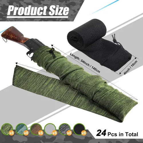 Vista 2 de Buryeah 24 calcetines de punto para pistola de 54 x 4 pulgadas para escopeta, funda de pistola tratada de silicona, funda gruesa antioxidante