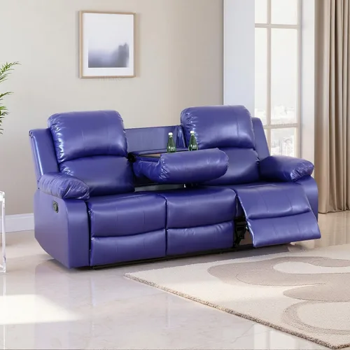 Vista 17 de Juego de sala de Estar reclinable de 3 piezas, juego de sofá reclinable Manual para conjunto de muebles de sala de Estar, con consola de Rojo