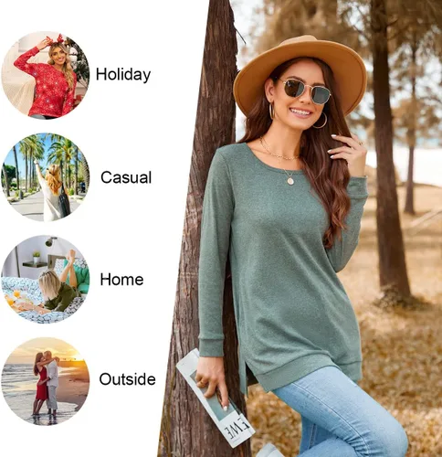 Vista 5 de Womens Winter Casual Tunic Tops Long Sleeve Blouse Fall Crewneck Pullover Fashion Sweatshirt