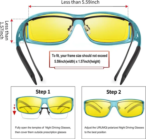 Vista 3 de URUMQI Gafas de conducción de visión nocturna para hombres y mujeres, lentes polarizados antirreflejos, lentes de alta definición amarillas