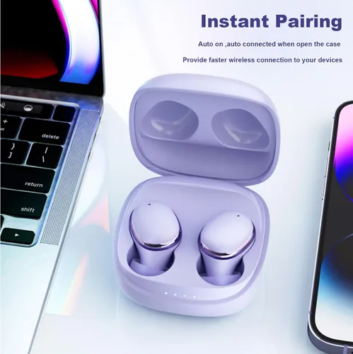 Vista 3 de Xmenha Auriculares inalámbricos pequeños para canales auditivos pequeños, auriculares azules más pequeños, auriculares Bluetooth micro pequeños