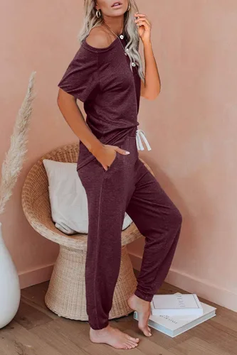 Vista 2 de AUTOMET Womens 2 Piece Outfits Pajamas Sets Summer Lounge Sets Loungewear Sweatsuits with Sweatpants