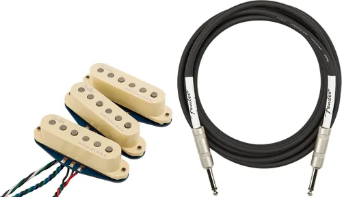 Vista 4 de Fender Paquete de pastillas Stratocaster silenciosas Gen 4 con cable de instrumento