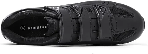 Vista 5 de Zapatos de ciclismo para hombre con 3 correas, zapatos de carreras para ciclismo de montaña para interiores y exteriores, compatibles con sistemas