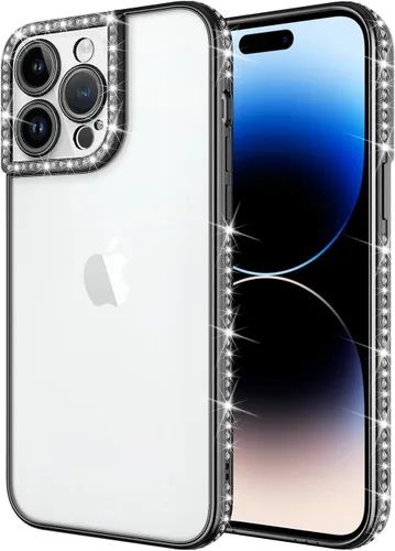 Vista 7 de Funda diseñada para iPhone 11 Pro Max con purpurina, cubierta de lujo con incrustaciones de diamantes para mujeres y niñas con protector de cámara
