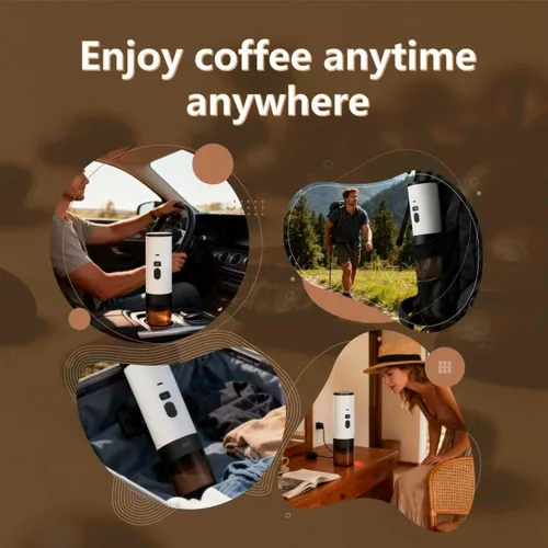 Vista 4 de Cafetera portátil, cafetera recargable USB-C de 15 bar, mini cafetera eléctrica para camping, viajes, coche y oficina (blanco)
