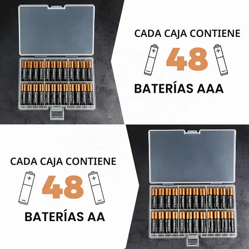 Vista 5 de GlossyEnd Juego de 4 cajas de almacenamiento de baterías AA y dos AAA, soporte para almacenamiento de batería con probador, transparente. Cada