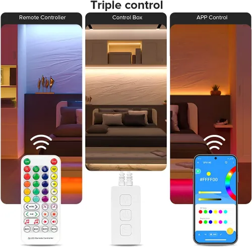 Vista 5 de BTF-LIGHTING RGBW Bluetooth Music APP Tira de luces LED RGB+blanco cálido 3000K 4 colores en 1 tira de luces LED que cambian