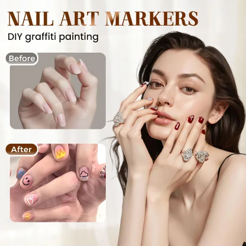 Vista 4 de Juego de 12 pinceles para arte de uñas, marcador de uñas mejorado 2026, pincel de arte de uñas de punta fina de 0.5mm, pincel de uñas de punta fina