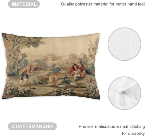 Vista 3 de Synthwave Aubusson - Fundas de almohada con estampado francés antiguo de 12 x 20 pulgadas, almohadas decorativas para decoración del hogar, almohada