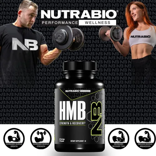Vista 4 de NutraBio Suplemento HMB, aminoácidos, 1000 mg, 120 cápsulas