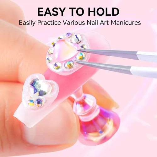 Vista 5 de Makartt Soporte de uñas para uñas a presión, práctica de pintura artística, soporte magnético para pintar uñas, soporte para diseños de uñas