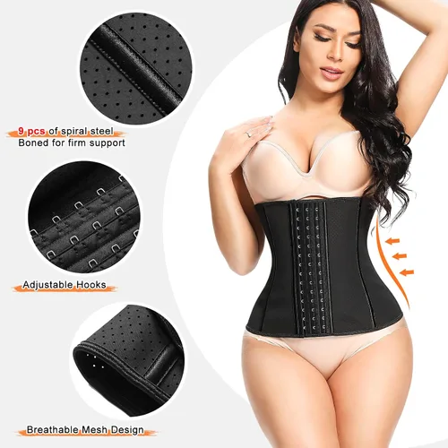 Vista 2 de TERODACO Corsé de cintura para mujer, faja de látex debajo del busto, faja de cintura para control de abdomen, reloj de arena, moldeador de cuerpo