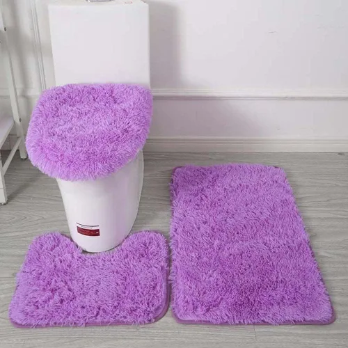 Vista 20 de Juego de 3 tapetes de baño para baño, suaves, antideslizantes, suaves, en forma de U, tapete para inodoro, tapete de baño y tapa de inodoro